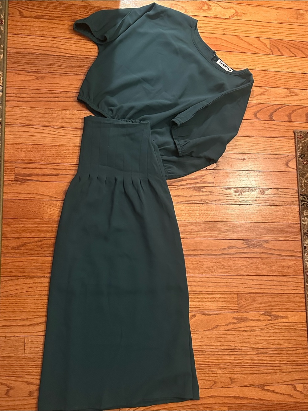 Two-Piece Midi Dress Set in Deep Teal